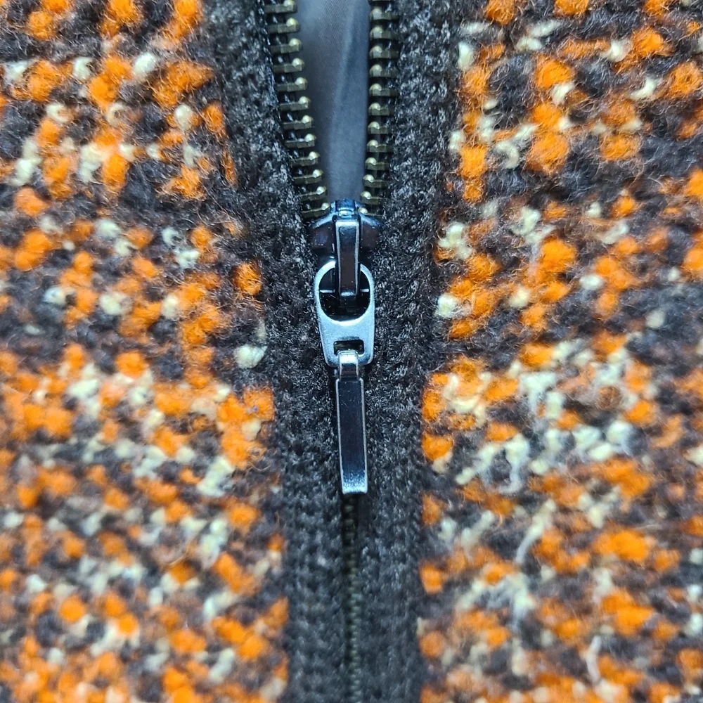 Talbots Tweed Orange Black Wool Blend Women's Jacket 12P‎ Career Preppy